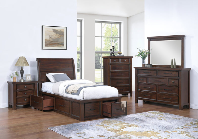 Sonoma Platform Two-Sided Storage Bed with Headboard & Frame, Mango Brown - Twin Size