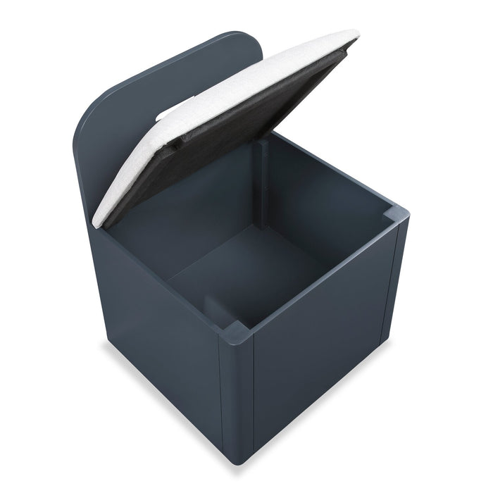 Quinn Platform Bed with Bookcase Headboard, Built-in Desk & Stool, Blue - Twin Size