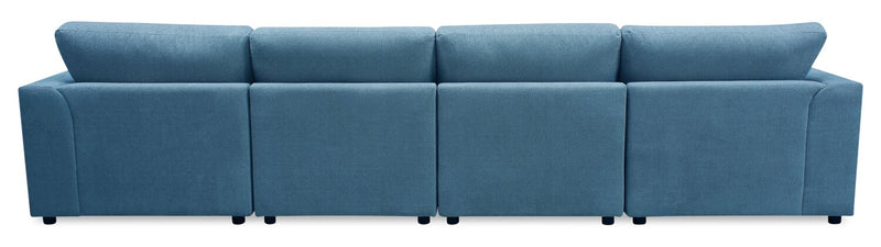 Voyage Modular 4-Piece U-Shaped Fabric Sectional with Removable Back Cushions – Blue