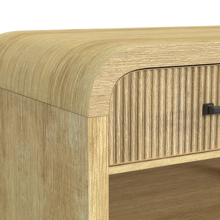 Scott Living Lenore 48” Modern Coffee Table with Storage, Shelf and Casters - Natural