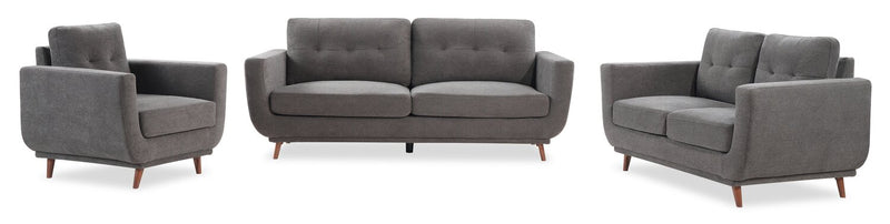 Cosmo 57\" Fabric Loveseat with Tufted Back Cushions - Charcoal