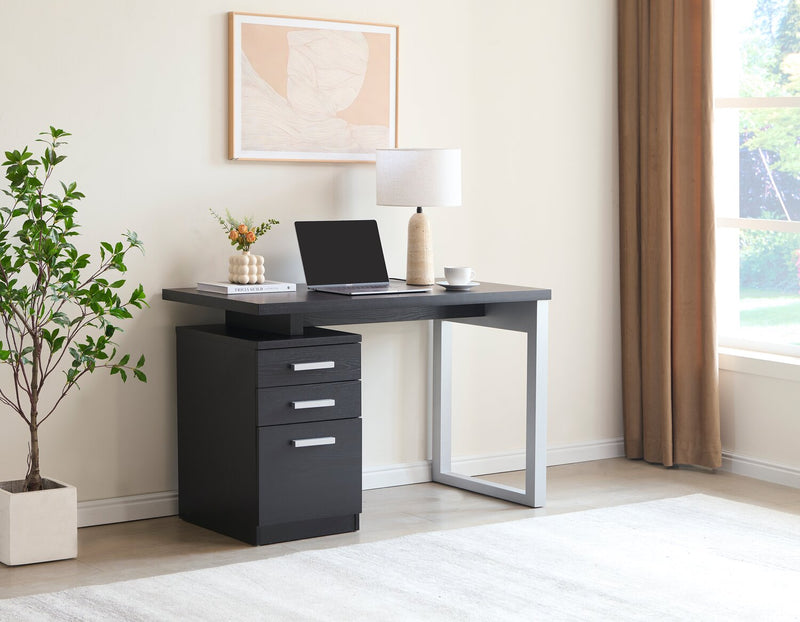 Oscar 47\" Reversible Office Desk with Storage – Matte Black