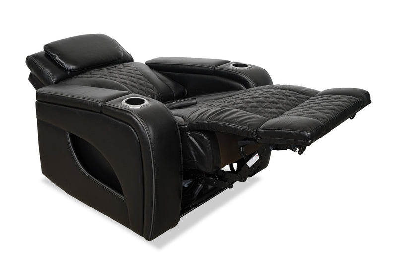 Elite 38\" Genuine Leather Massage Power Reclining Chair with Immersive Audio and Power Headrest - Black