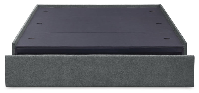 Amos Upholstered Storage Bed Base in Charcoal Fabric with 3 Built-in Drawers  - Queen Size