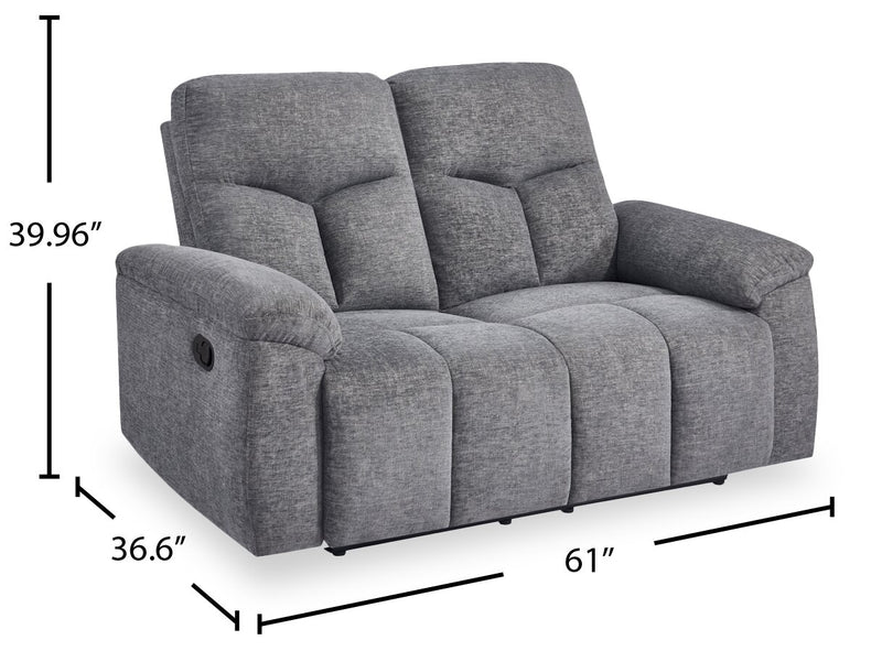 Blake 61\" Chenille Fabric Manual Reclining Loveseat – Grey 