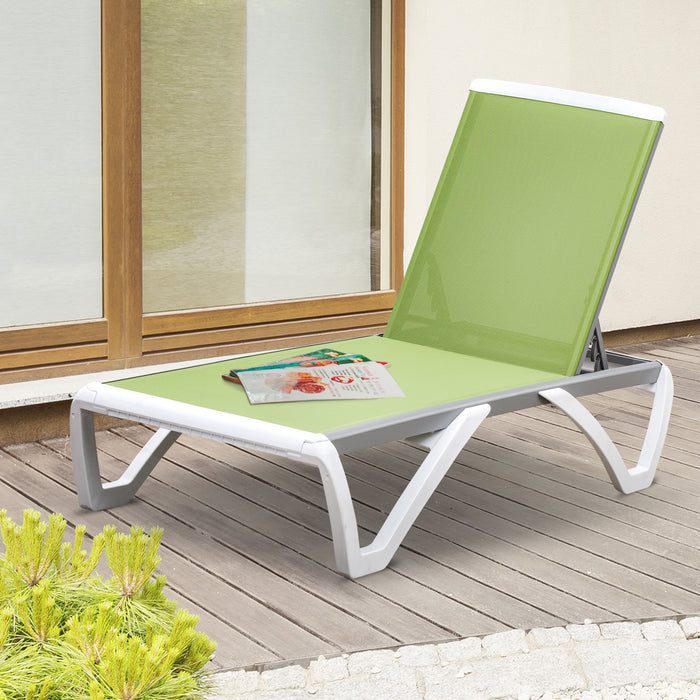 Outsunny Outdoor Chaise Lounge Chair, Patio Aluminum Tanning Chair, Green