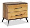 ["Silas Bedside 2-Drawer Nightstand, 26\"W x 23.9\"H - Rustic Brown"]
