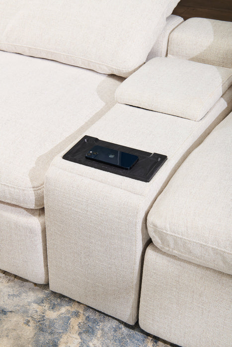 Sky Modular 4-Piece Fabric Sectional with Removable Feather Down Cushions - Nathan Wheat