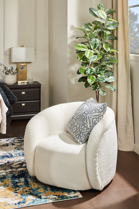 Solo 31.1\" Sherpa Fabric Curved Accent Chair - Ice Cream 