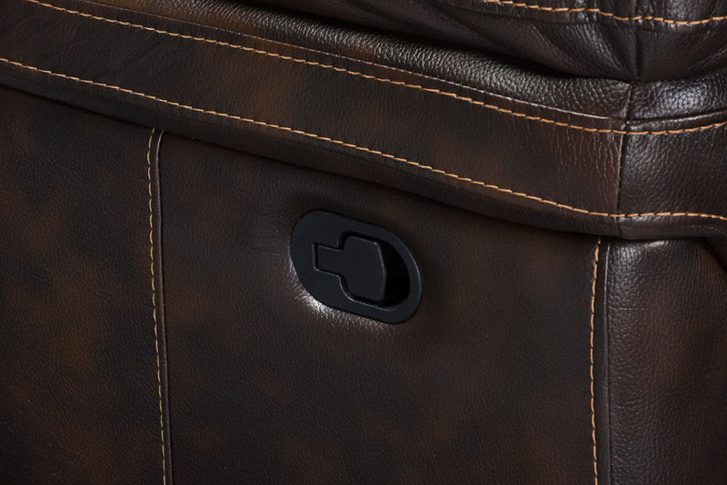 Leo 41\" Leather-Look Fabric Rocker Reclining Chair - Walnut Brown