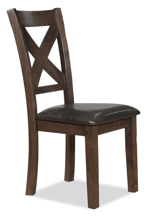 Talia Dining Chair with Vegan-Leather Fabric, Cross-Back - Grey/Brown