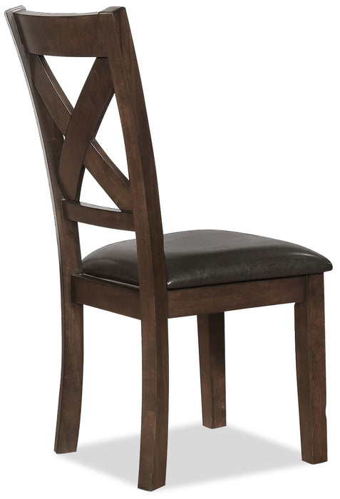 Talia Dining Chair with Vegan-Leather Fabric, Cross-Back - Grey/Brown