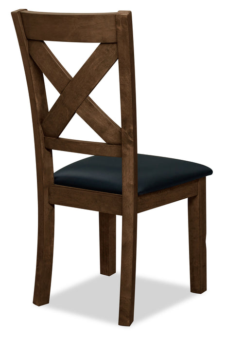 Talia Dining Chair with Vegan-Leather Fabric, Cross-Back - Grey/Brown