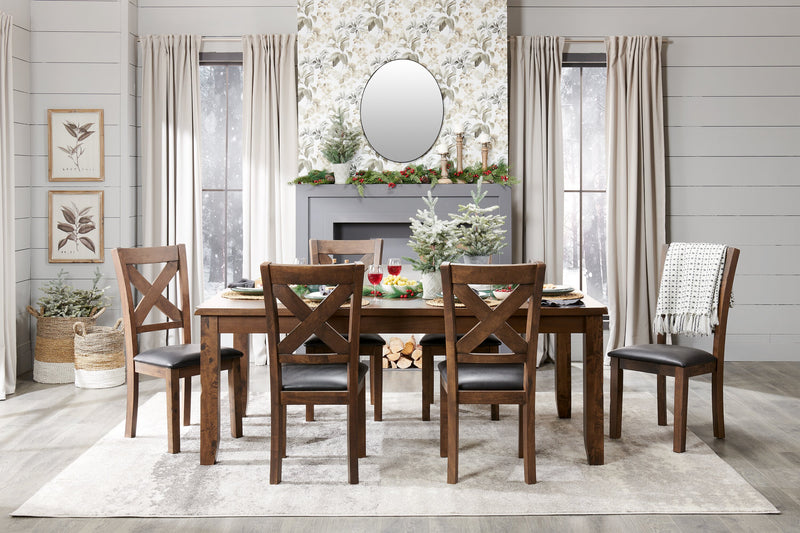 Talia Dining Chair with Vegan-Leather Fabric, Cross-Back - Grey/Brown
