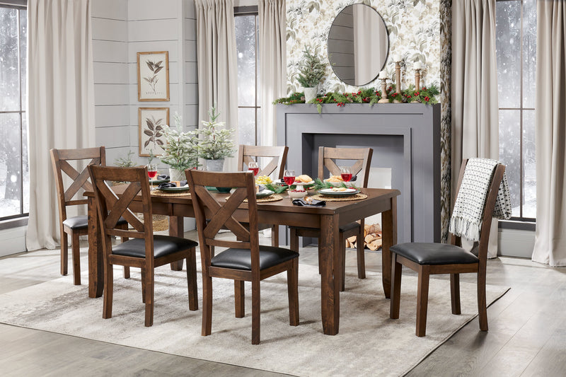 Talia Dining Chair with Vegan-Leather Fabric, Cross-Back - Grey/Brown