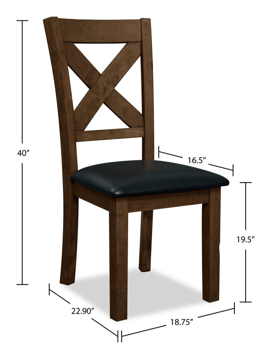 Talia Dining Chair with Vegan-Leather Fabric, Cross-Back - Grey/Brown