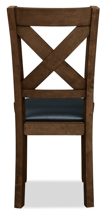 Talia Dining Chair with Vegan-Leather Fabric, Cross-Back - Grey/Brown