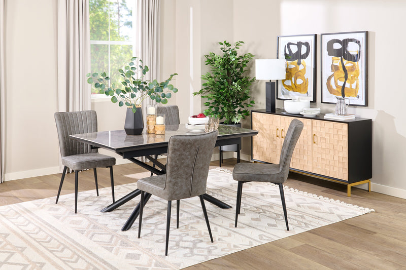 Tavo Dining Chair with Microfibre Polyester Fabric, Metal - Grey