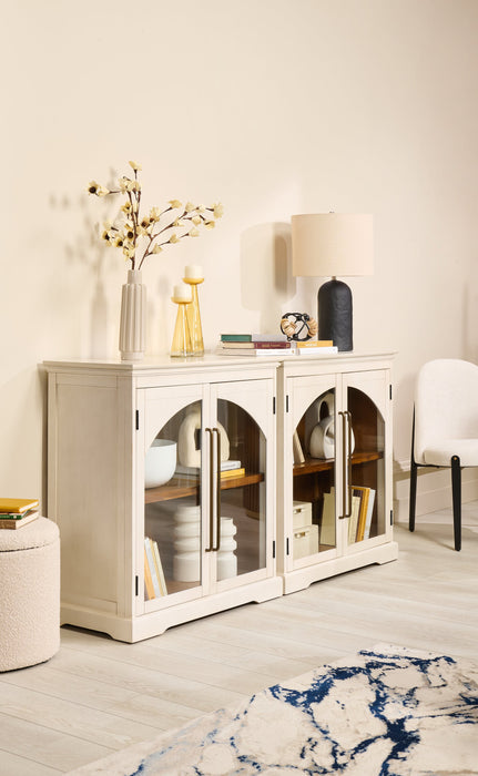 Twyla 33\" Solid Wood Accent Cabinet  with Arched Doors - White