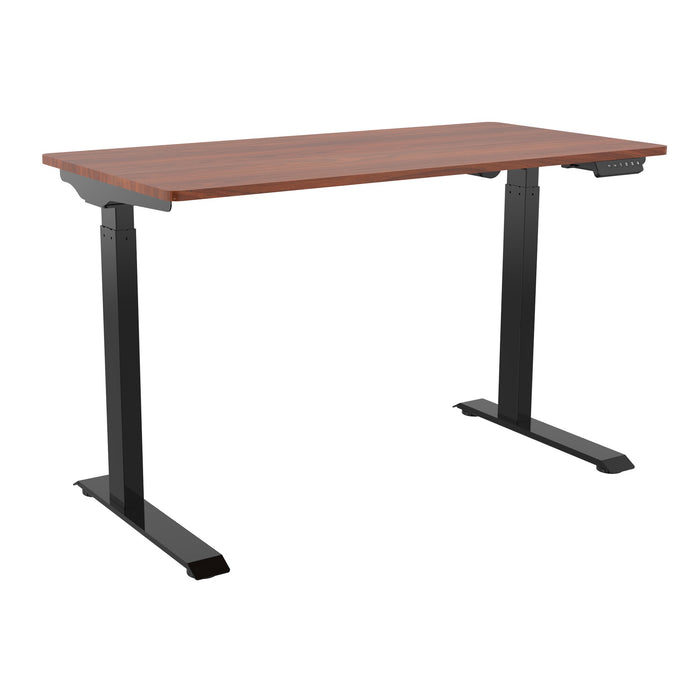 Tygerclaw Sit Stand Desk with USB Ports & Storage - Brown
