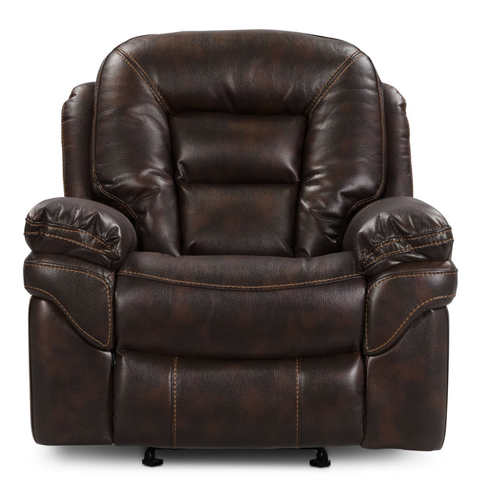Leo 41\" Leather-Look Fabric Rocker Reclining Chair - Walnut Brown