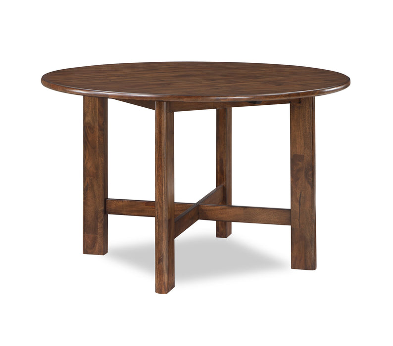 Vale 5pc Dining Set with Table & 4 Chairs, 48\"W Round - Brown & Beige