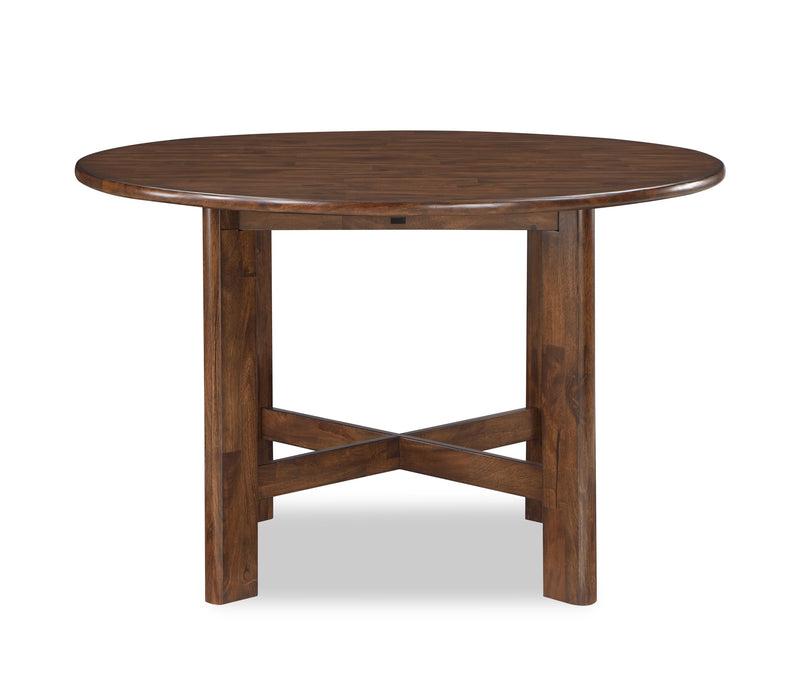 Vale 5pc Dining Set with Table & 4 Chairs, 48\"W Round - Brown & Beige