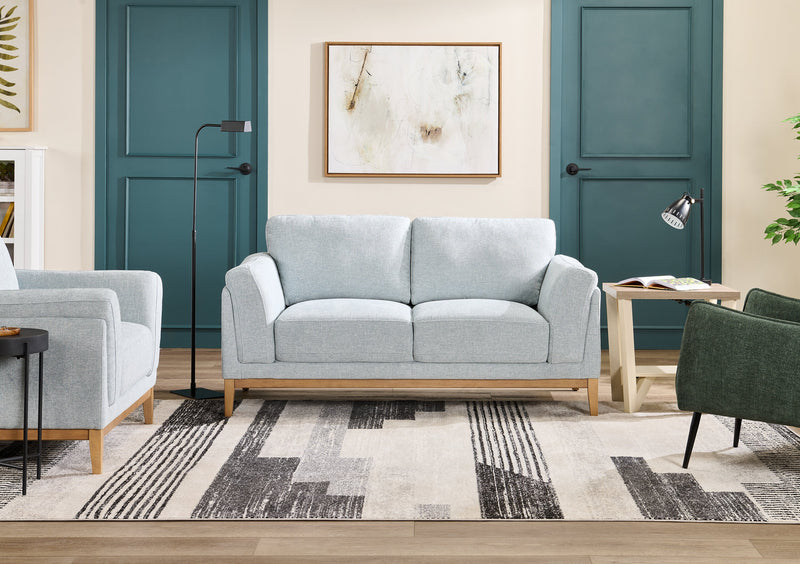 Valley 67.7\" Fabric Loveseat with Rubberwood Base and Legs - Grey