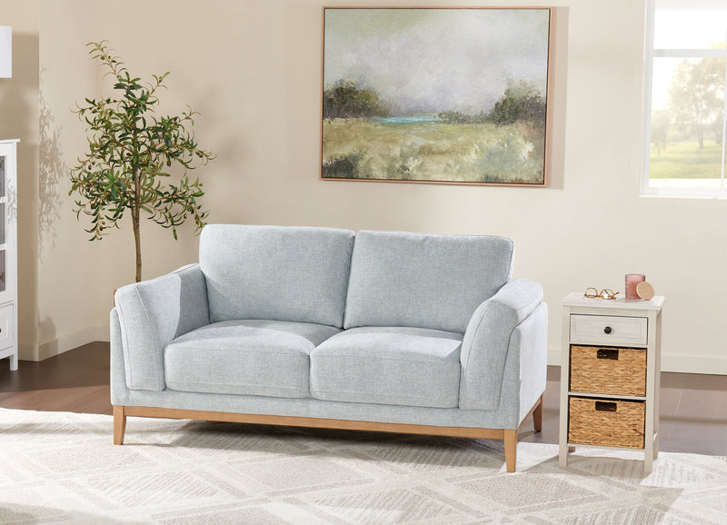 Valley 67.7\" Fabric Loveseat with Rubberwood Base and Legs - Grey