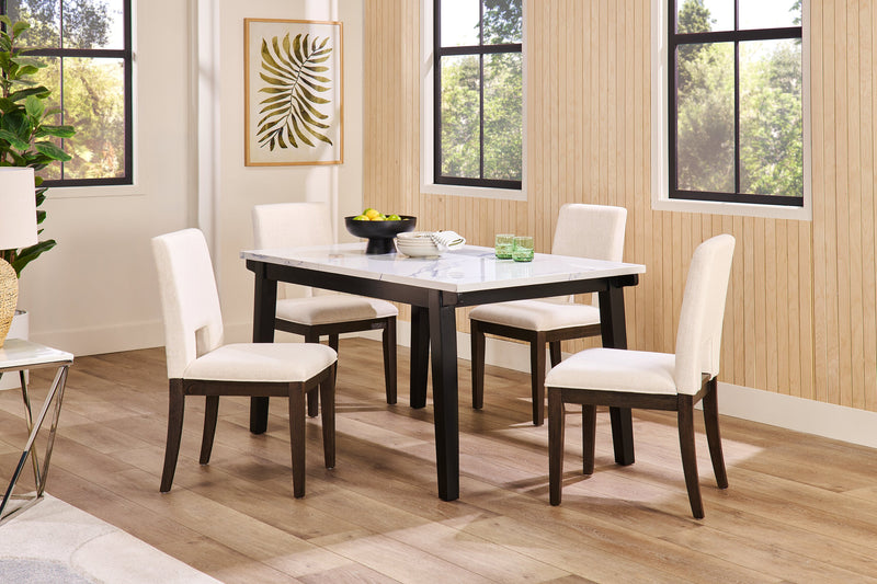 Verona Dining Table with Culture Marbled Top, 60\"W - White
