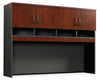 Via 59.45\" Commercial Grade Credenza Hutch with Cabinets & Cubbyholes - Cherry & Grey