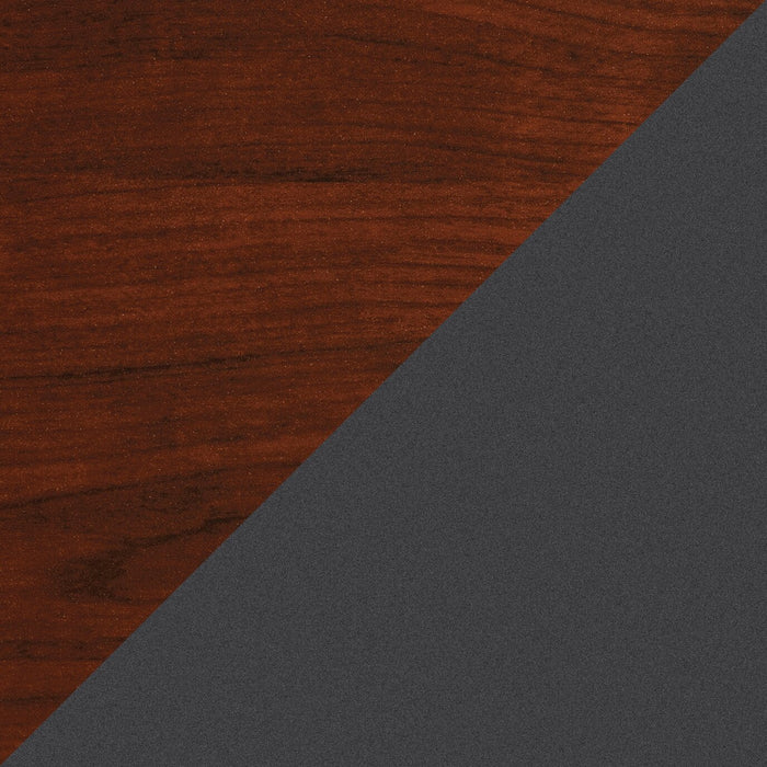 Via 59.45\" Commercial Grade Credenza Hutch with Cabinets & Cubbyholes - Cherry & Grey