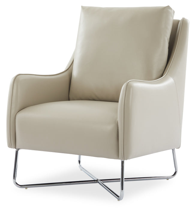 Vine 34.6\" Leather-Look Fabric Accent Chair with Metal Legs - Taupe 