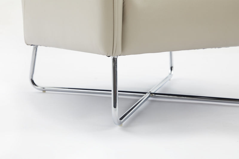 Vine 34.6\" Leather-Look Fabric Accent Chair with Metal Legs - Taupe 