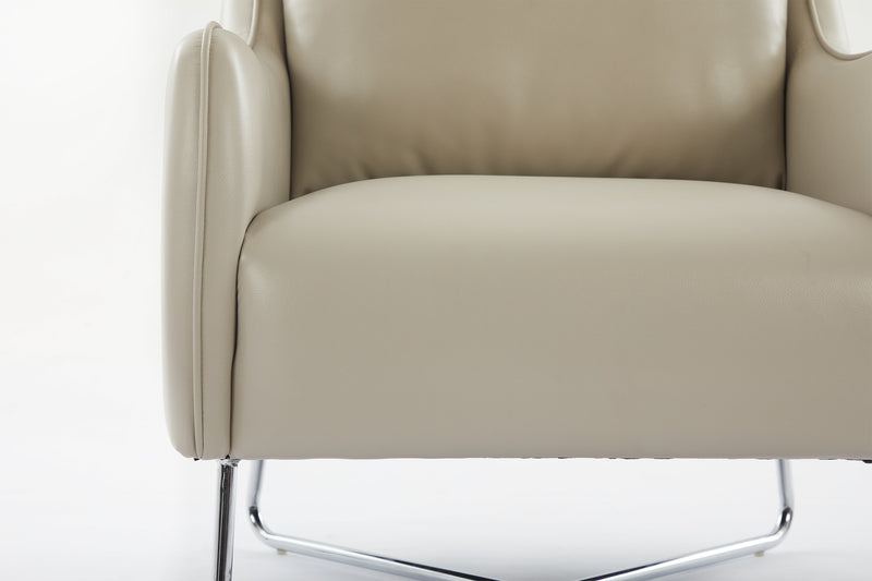 Vine 34.6\" Leather-Look Fabric Accent Chair with Metal Legs - Taupe 