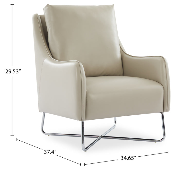 Vine 34.6\" Leather-Look Fabric Accent Chair with Metal Legs - Taupe 