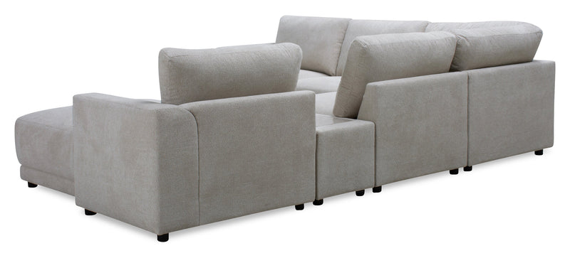 Voyage Modular 6-Piece Right-Facing Fabric Sectional with Console and Removable Back Cushions – Beige