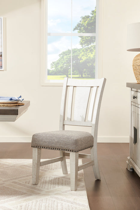 Willow Dining Chair with Cushion Fabric Seat & Nailhead Trim - Rustic White
