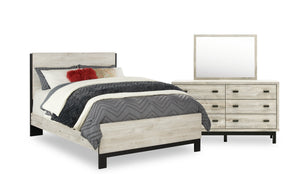 Zen 5pc Bedroom Set with Bed, Dresser & Mirror, Light Grey - Queen Size