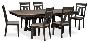 Zao 7pc Dining Set with Table & 6 Chairs, 66-94