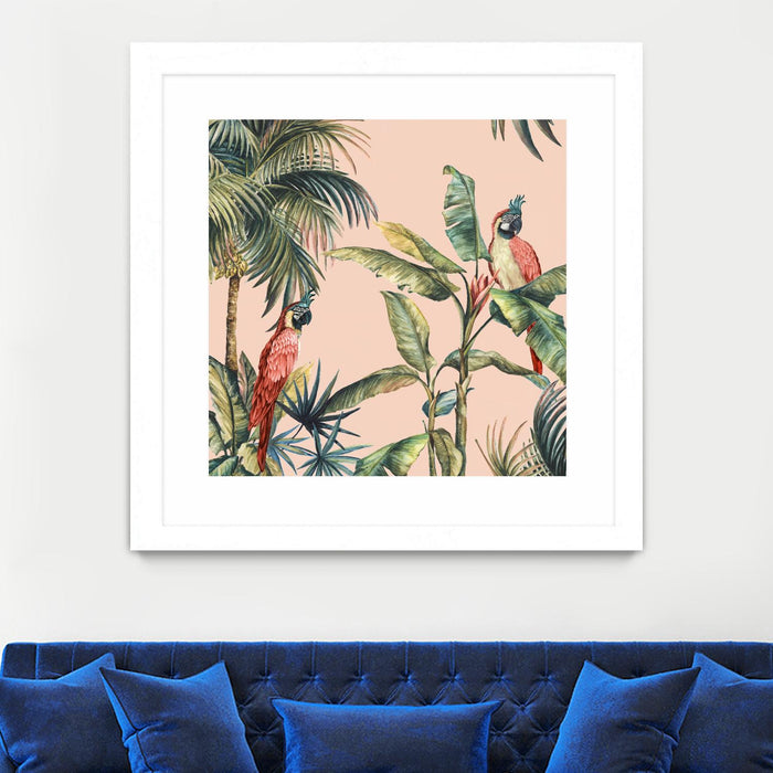 \"Tropicano Ii\" Matted and Framed White 36x36 Wall Art