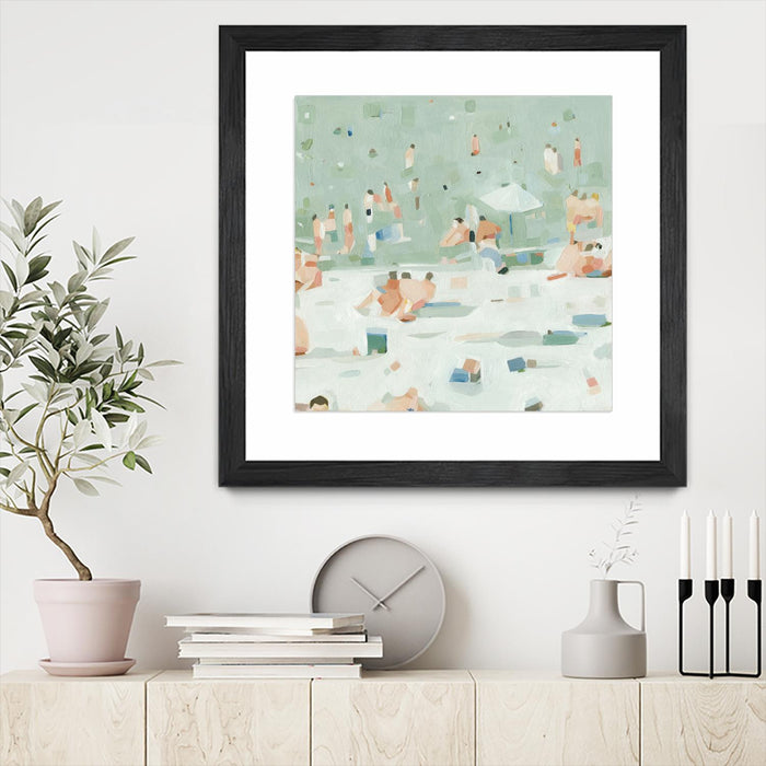 \"Summer Confetti I\" Matted and Framed Black 30x30 Wall Art