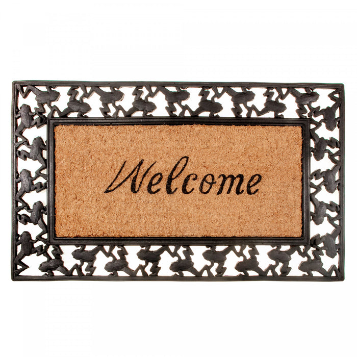 Italics Welcome Rubber & Brush Mat Floormat