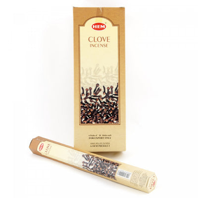 Hem Incense 20 Stick Clove - Set of 6 Incense Sticks|20 bâtons d’encens Hem à arôme de girofle - ensemble de 6 paquets de bâtons d’encens