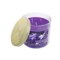 14 Oz 3 Wick Jar Candle with Embossed Lid Summer Blossom - Set of 2