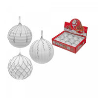 White Christmas Ornaments with Silver Glitter - Set of 12