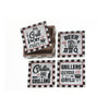 Set of 4 Wooden Coaster with Holder