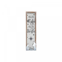Framed Wood and Metal Sign All Is Calm All Is Bright Wall Decor