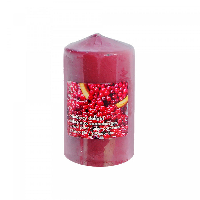 2.75\" x 5\" Scented Pillar Cranberry Delight - Set of 2 Candle
