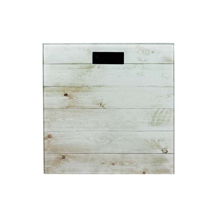 Digital Glass Body Scale Square - Wood Plank Bath Accessories